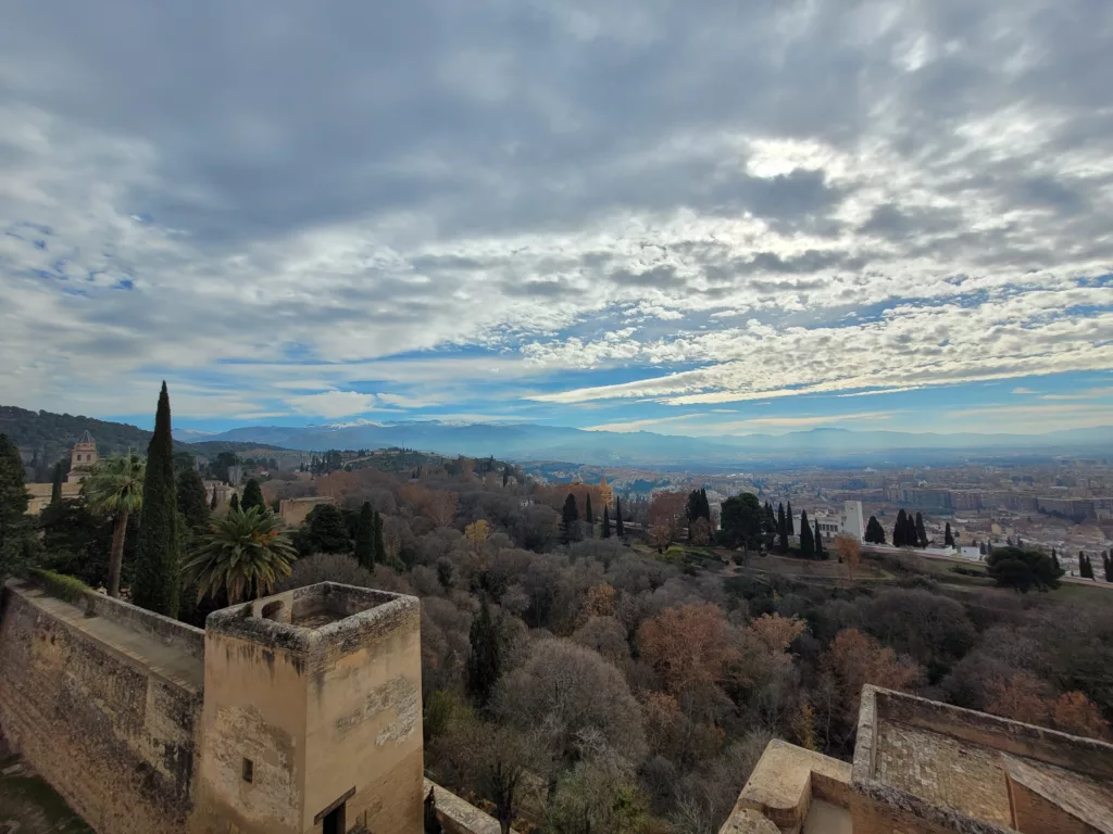 View of sky from Alcazaba at Alhambra