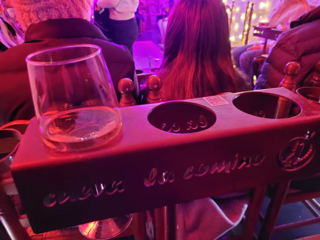 photo of drink holder at flamenco show in Granada Spain