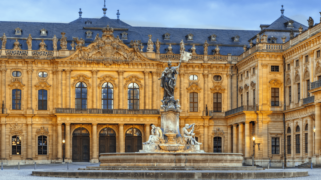 Photo of the front of the Wurzburg Residenz which is a part of the Bavarian Castle Pass