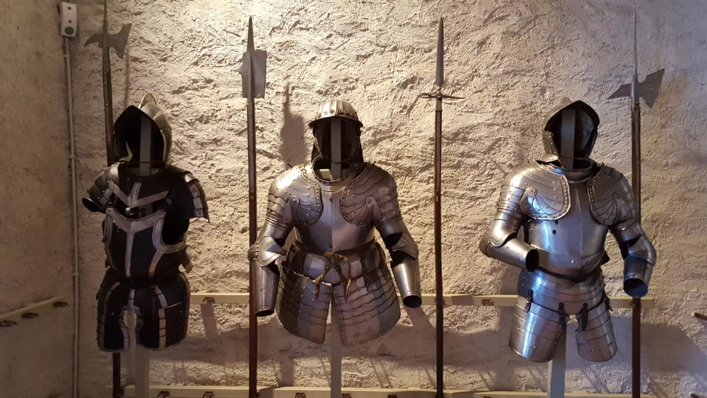 Photo of knights armor on display at Oberhofen Castle in Switzerland