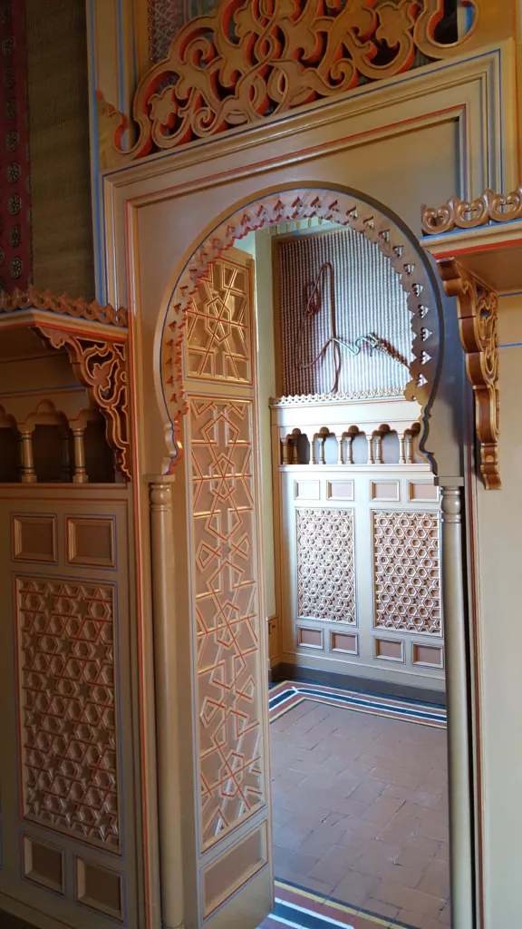 decorative door frame inside the oriental smoking room at Oberhofen Castle in Switzerland