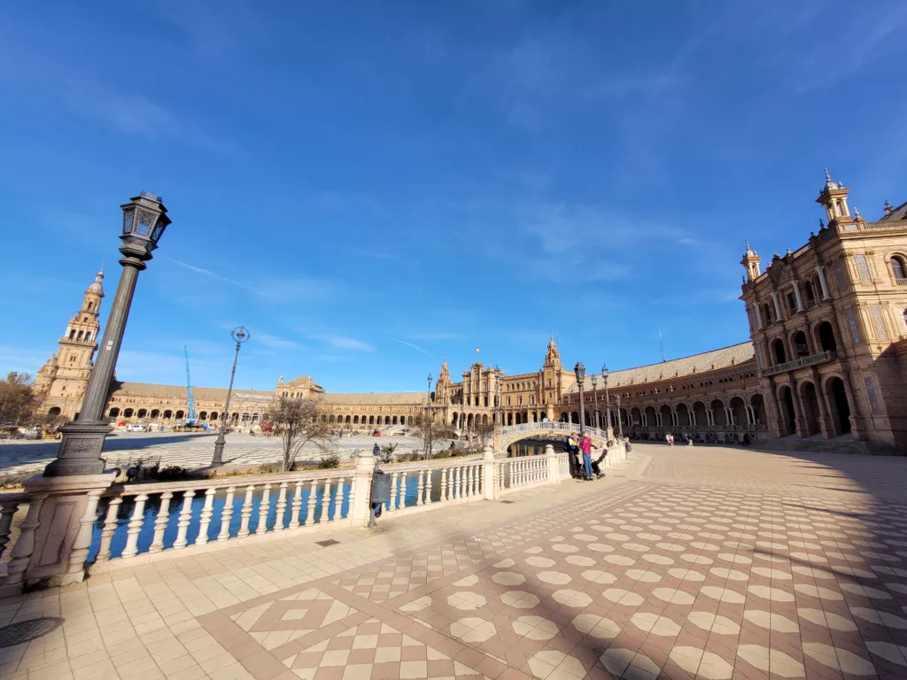 Photo of the circular area of Plaza de Espana in Seville