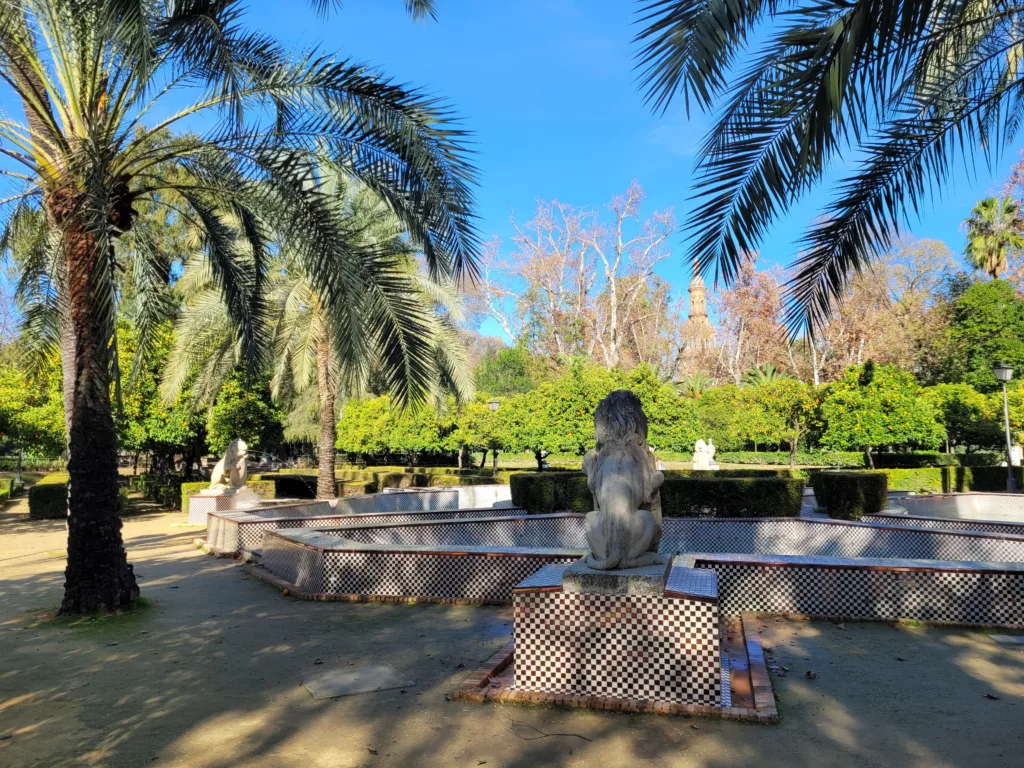 Fountain of the Lions in Maria Luisa Park in Seville