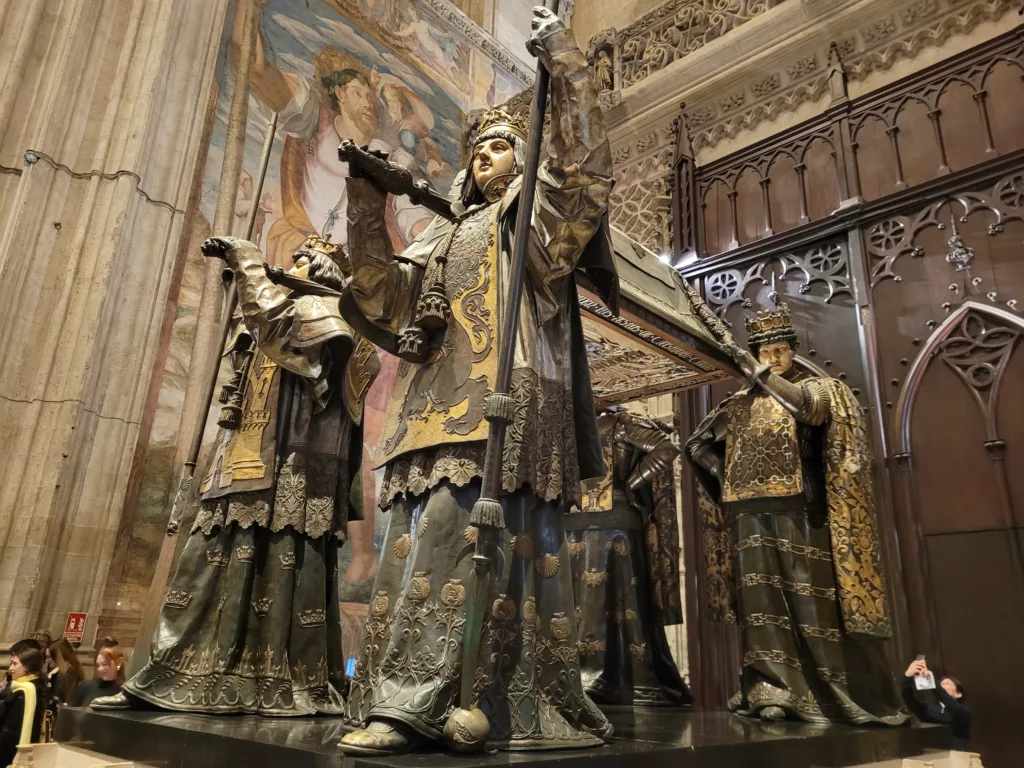 Side view of Columbus's Tomb inside Seville Cathedral