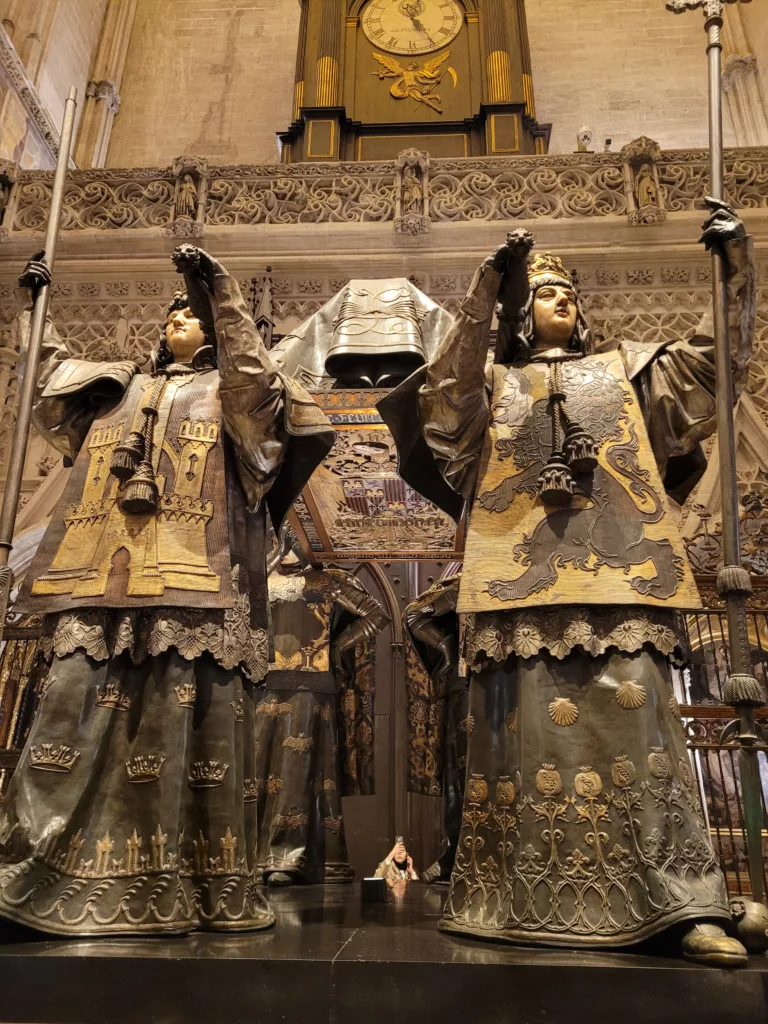 Front view of Columbus's Tomb inside Seville Cathedral