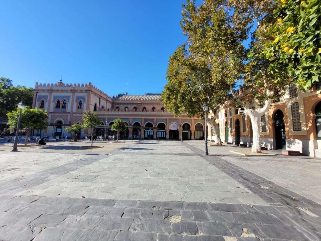 Historic Seville bus station across the street from the active bus station