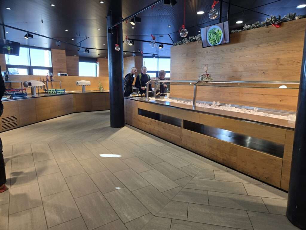 Cafeteria inside visitor center on top of Monte Generoso