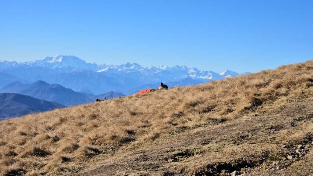 man sleeping in the mountain side of Monte Generoso